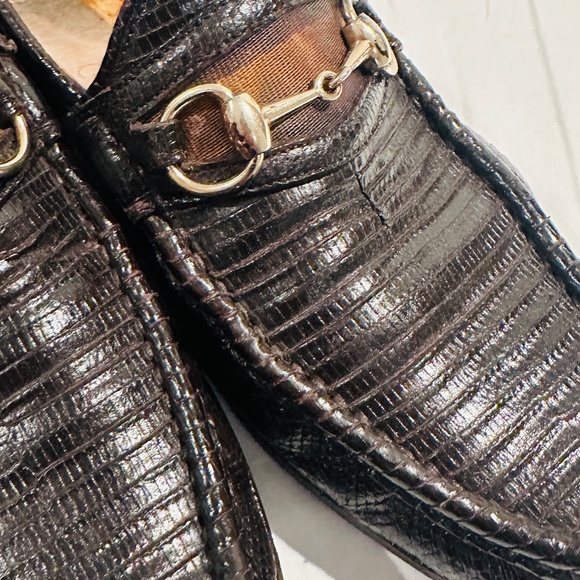 Gucci Lizard Dark Brown Men\'s Brixton Loafer Size 10.5 main image 8